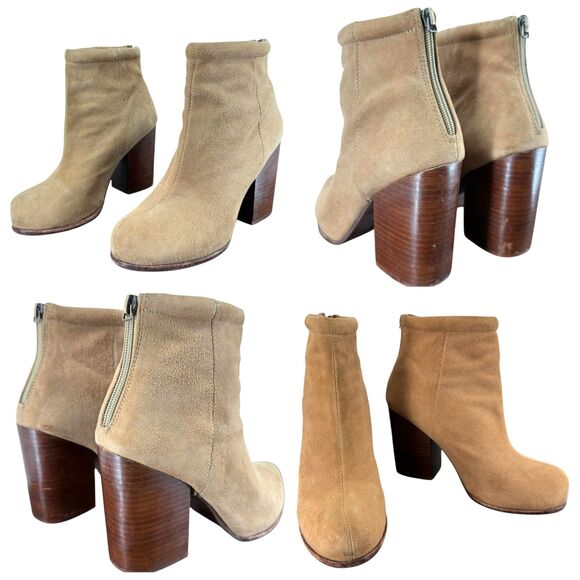 Jeffrey Campbell Rumble Ankle Boots Women's 8 Havana Tan Suede Block Heel Bootie - Picture 3 of 11